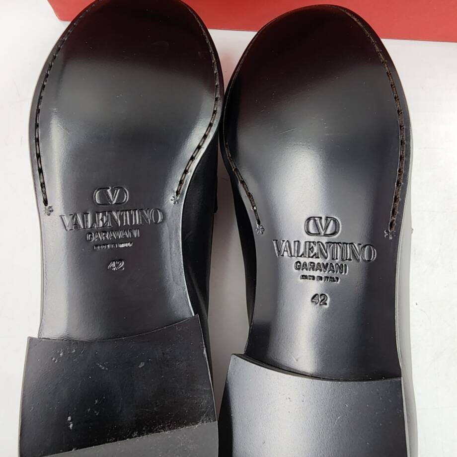 Valentino Garavani New Vlogo Signature Loafers Mens 42/9US Black Mock Toe SlipOn