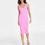 Bar III Petite Scoop-Neck Sleeveless Jersey Midi Dress Women's PXL Wild Pink