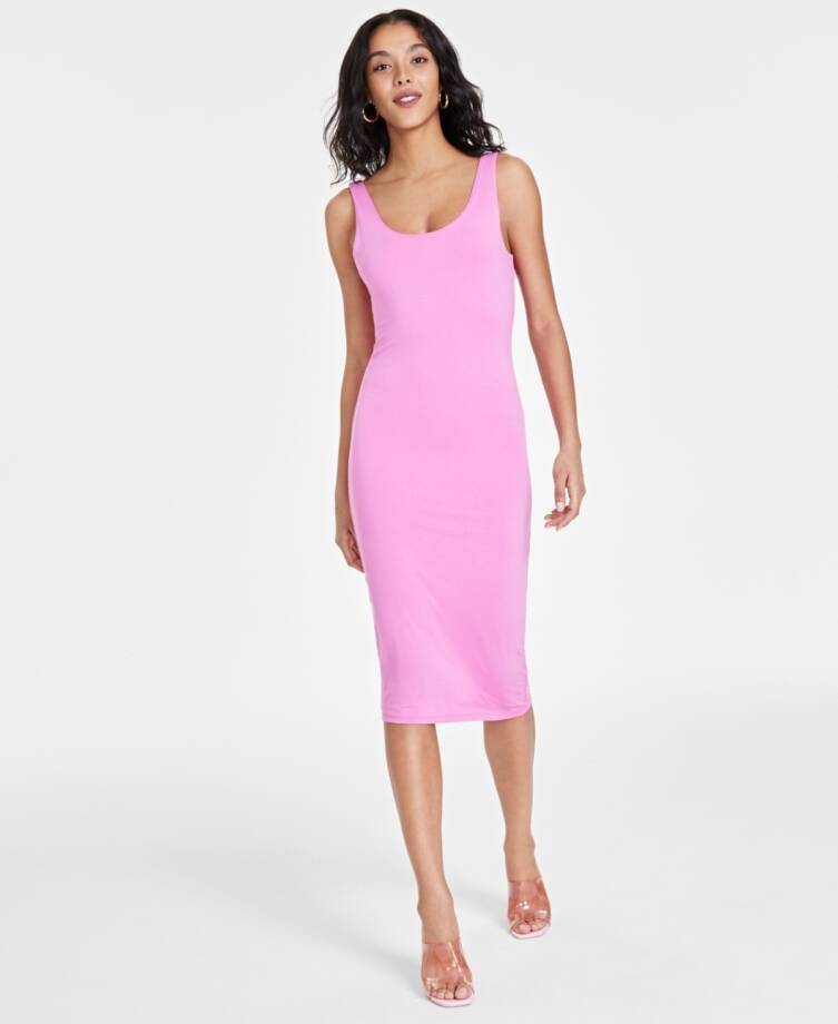 Bar III Petite Scoop-Neck Sleeveless Jersey Midi Dress Women's PXL Wild Pink