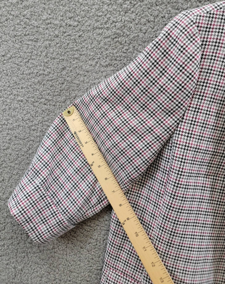 Kasper Houndstooth Open-Front Jacket Women's XL Cerise Multi Notch 3/4 sleeve