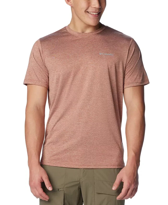 Columbia Hike Moisture-Wicking Crew Neck T-Shirt Men's L Clay Red Heather S/S