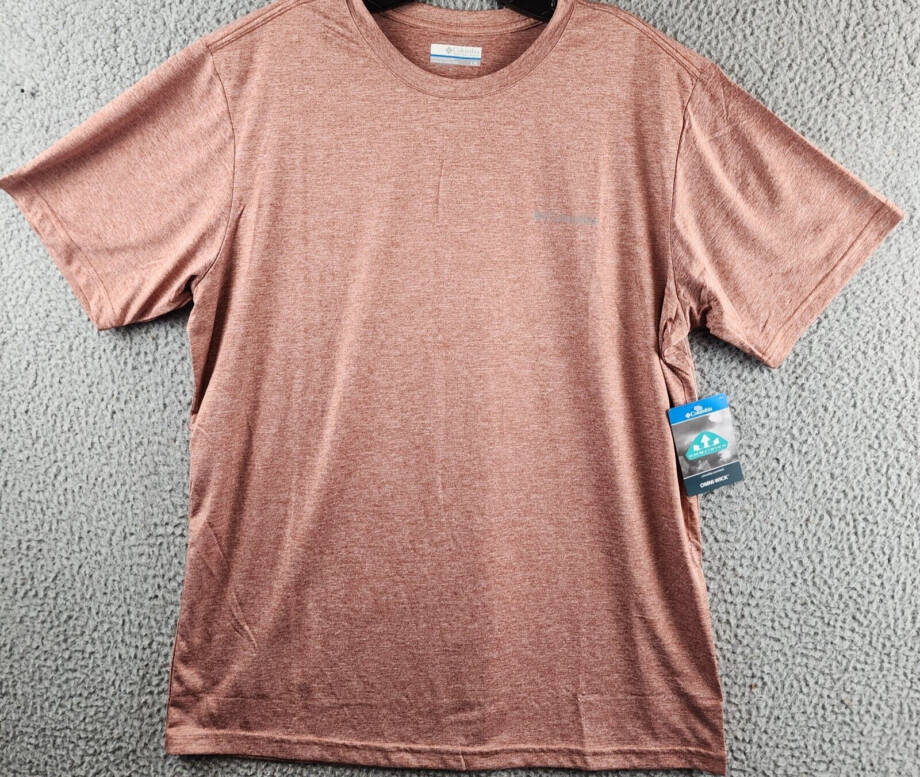 Columbia Hike Moisture-Wicking Crew Neck T-Shirt Men's L Clay Red Heather S/S