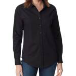 Gloria Vanderbilt Amanda Long-Sleeve Fitted Shirt Women's M Black Button Closure