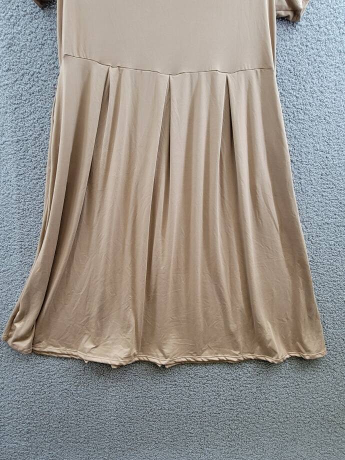 24seven Comfort Apparel Plus Short Sleeve Midi Dress w/ Pockets Women's 2X Taupe