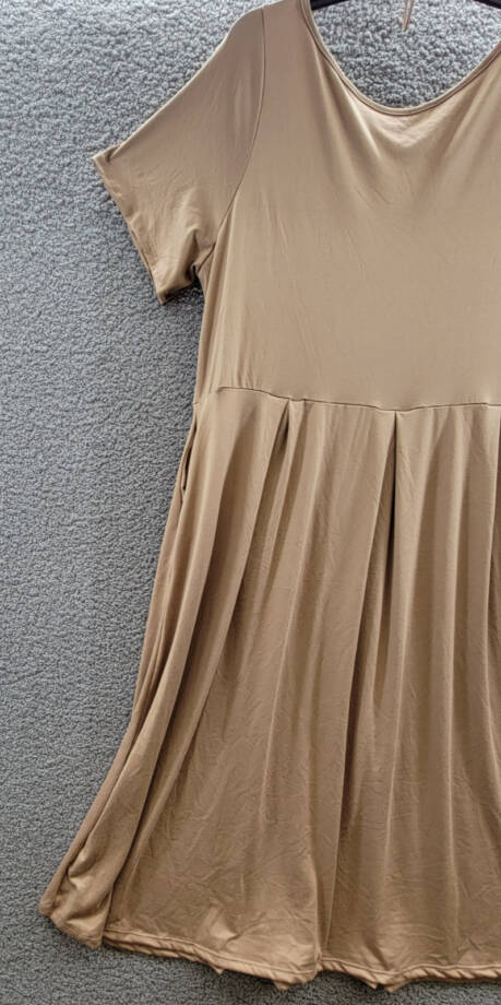 24seven Comfort Apparel Plus Short Sleeve Midi Dress w/ Pockets Women's 2X Taupe