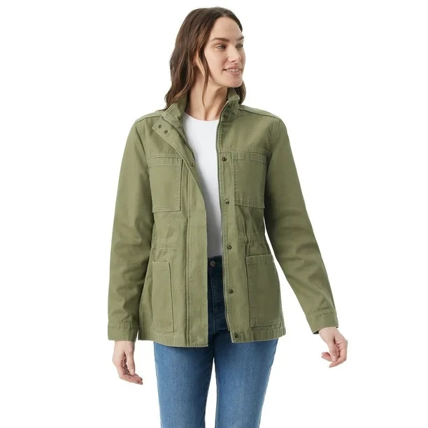Gloria Vanderbilt Anorak Utility Jacket Women's XS Garden Sage Zipper Closure