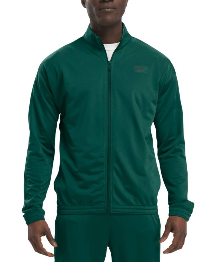 Reebok Identity Vector Zip-Front Track Jacket Men's M Collegiate Green/Black L/S