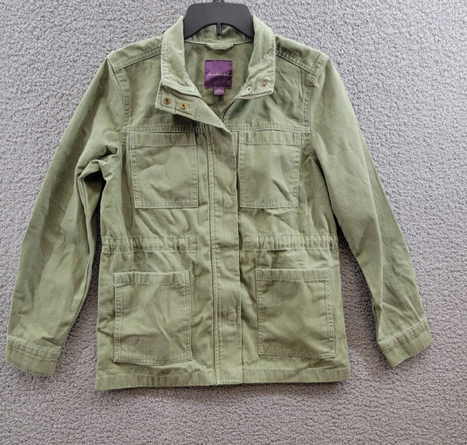 Gloria Vanderbilt Anorak Utility Jacket Women's XS Garden Sage Zipper Closure