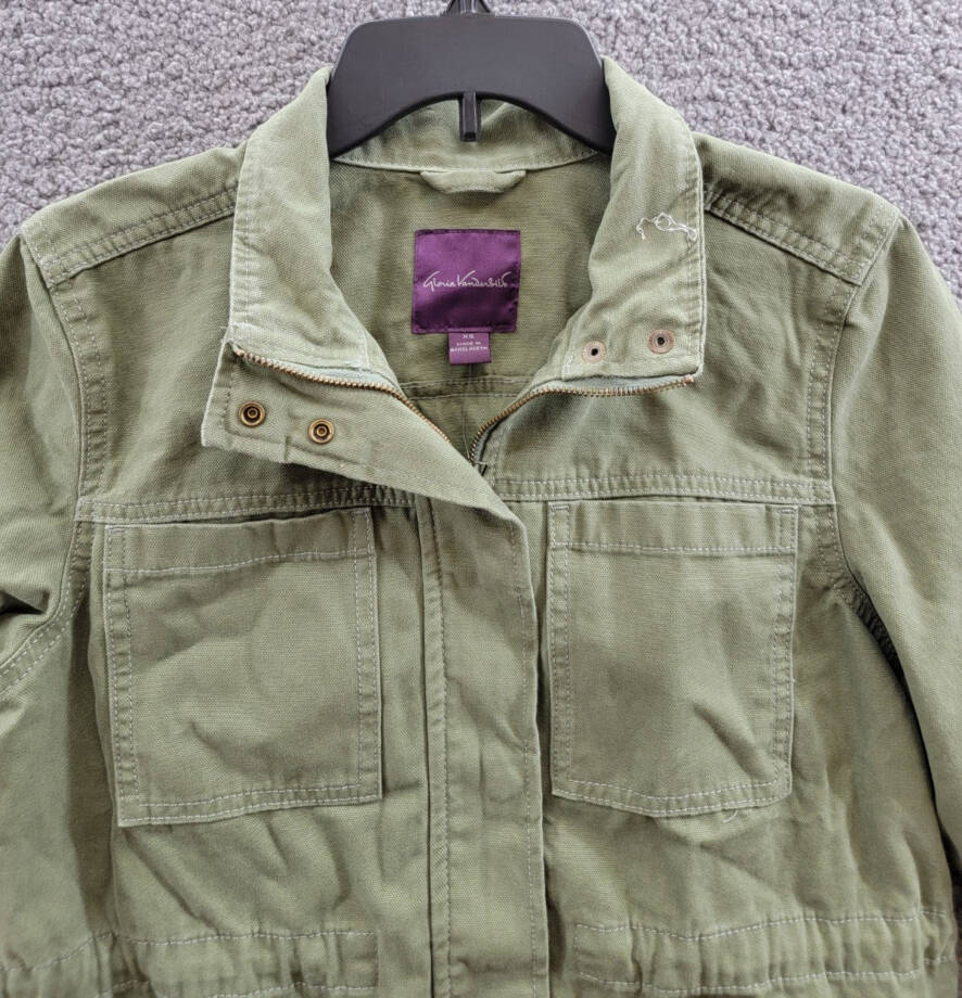 Gloria Vanderbilt Anorak Utility Jacket Women's XS Garden Sage Zipper Closure