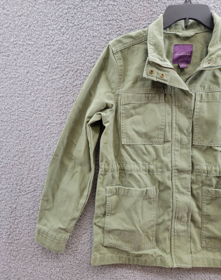 Gloria Vanderbilt Anorak Utility Jacket Women's XS Garden Sage Zipper Closure