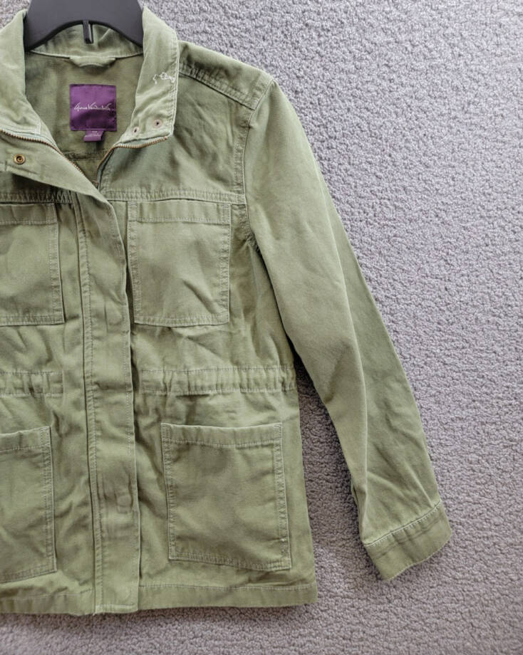 Gloria Vanderbilt Anorak Utility Jacket Women's XS Garden Sage Zipper Closure