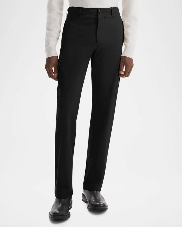 Theory Straight Twill Cargo Pants Men's 31 Black Zip Fly With Button Closure