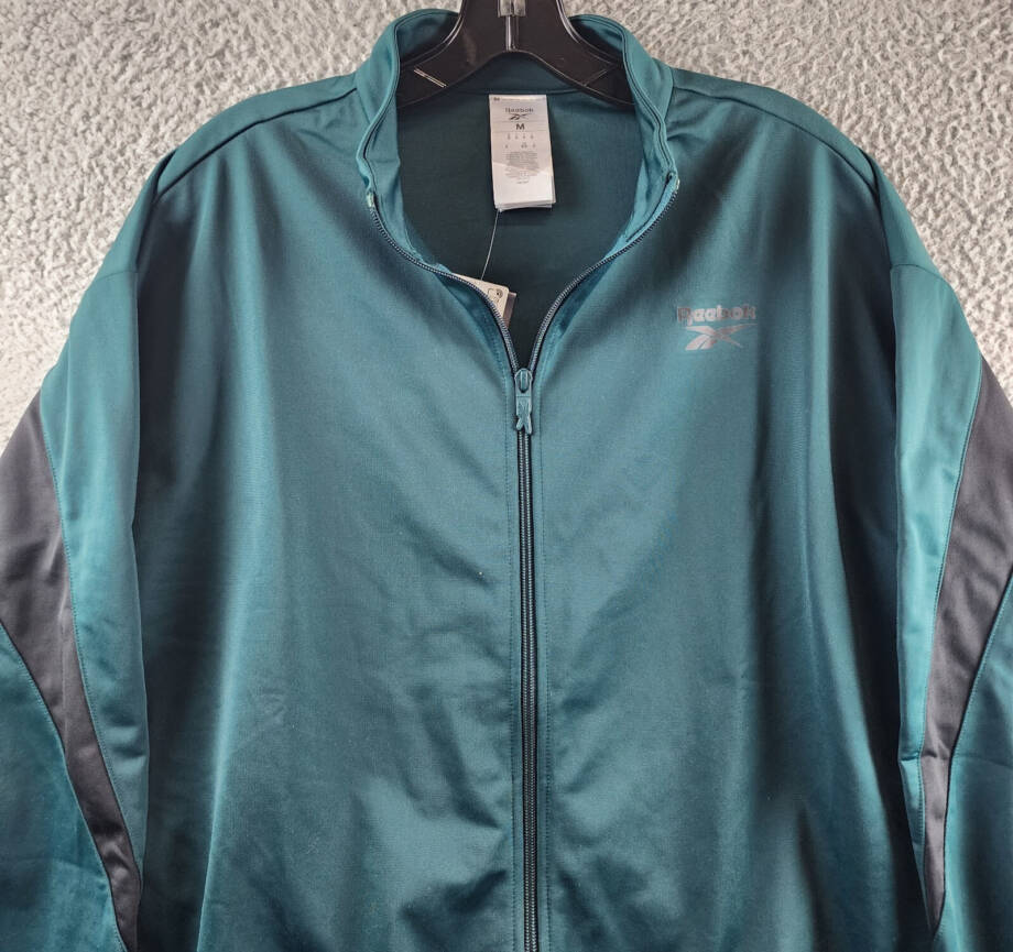 Reebok Identity Vector Zip-Front Track Jacket Men's M Collegiate Green/Black L/S
