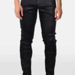 John Varvatos Slim Fit Waxed Coated Jeans Men 31 Ink Blue Zip Fly Button Closure