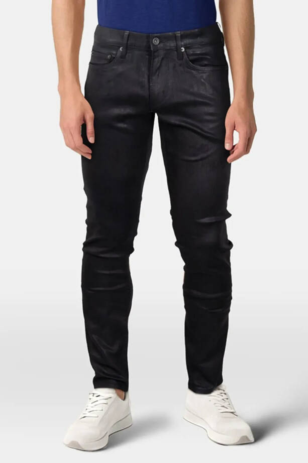 John Varvatos Slim Fit Waxed Coated Jeans Men 31 Ink Blue Zip Fly Button Closure