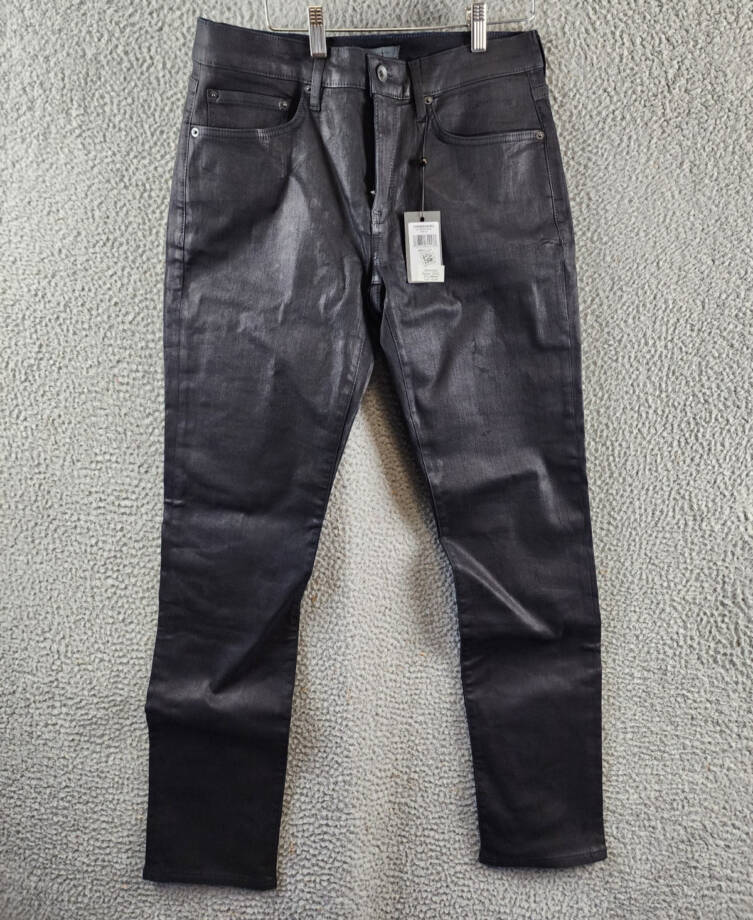 John Varvatos Slim Fit Waxed Coated Jeans Men 31 Ink Blue Zip Fly Button Closure