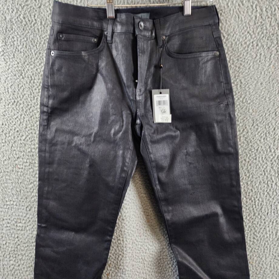 John Varvatos Slim Fit Waxed Coated Jeans Men 31 Ink Blue Zip Fly Button Closure