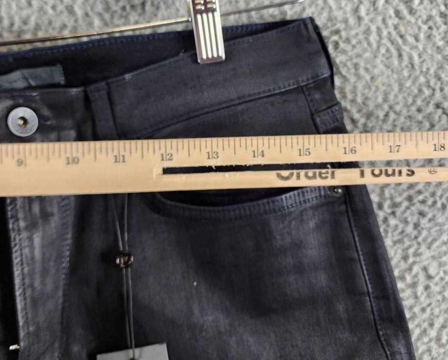 John Varvatos Slim Fit Waxed Coated Jeans Men 31 Ink Blue Zip Fly Button Closure