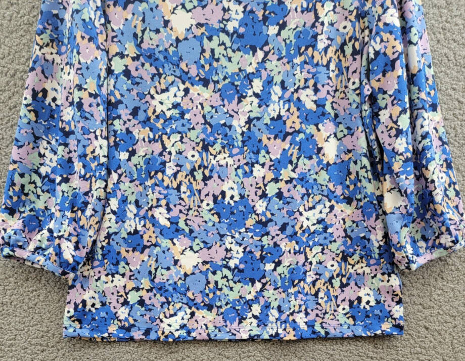 Jones New York Floral-Print Moss Crepe 3/4-Sleeve Top Women M Blue Horizon Multi