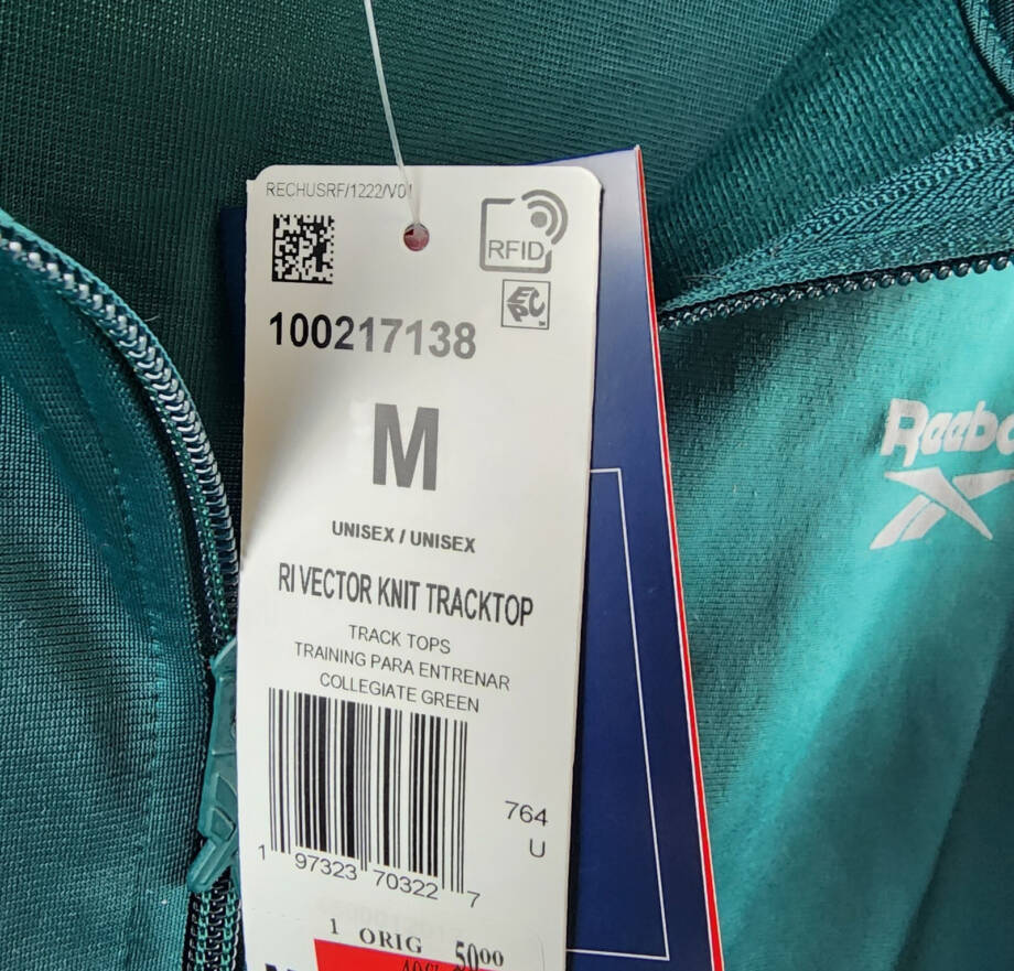 Reebok Identity Vector Zip-Front Track Jacket Men's M Collegiate Green/Black L/S