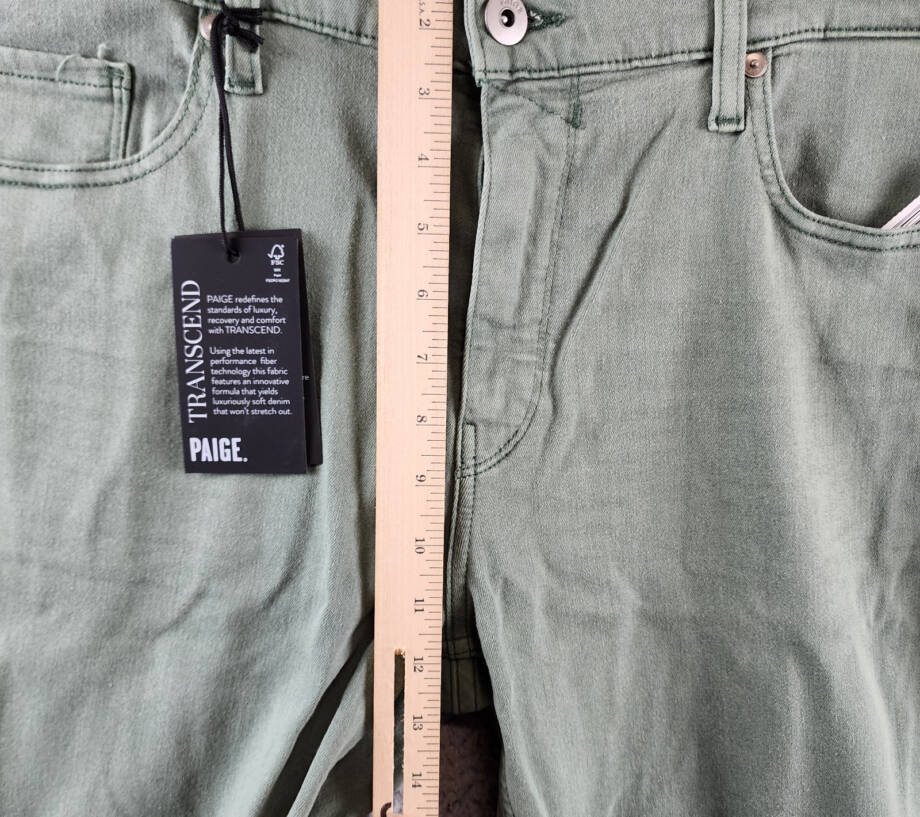 Paige Lennox Slim Fit Jeans Men's 38 Vintage Foggy Forest Zip Fly Button Closure