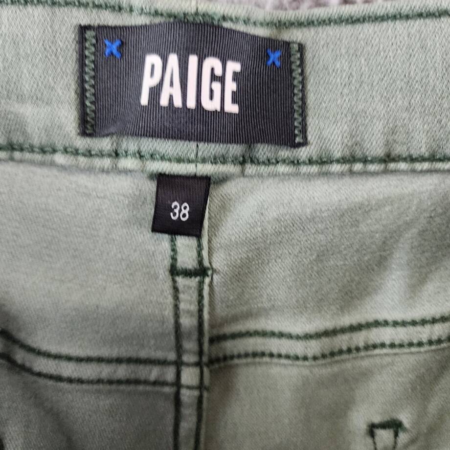 Paige Lennox Slim Fit Jeans Men's 38 Vintage Foggy Forest Zip Fly Button Closure