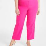 Kasper Plus Size Straight-Leg Pants Women's 16W Pink Perfection Hook&Bar Closure