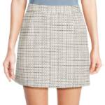 French Connection Effie Bouclé Pocket Skirt Women's 8 Classic Cream/Black Zip~