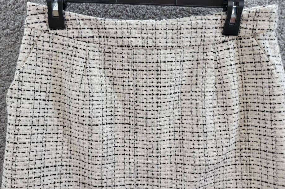 French Connection Effie Bouclé Pocket Skirt Women's 8 Classic Cream/Black Zip~