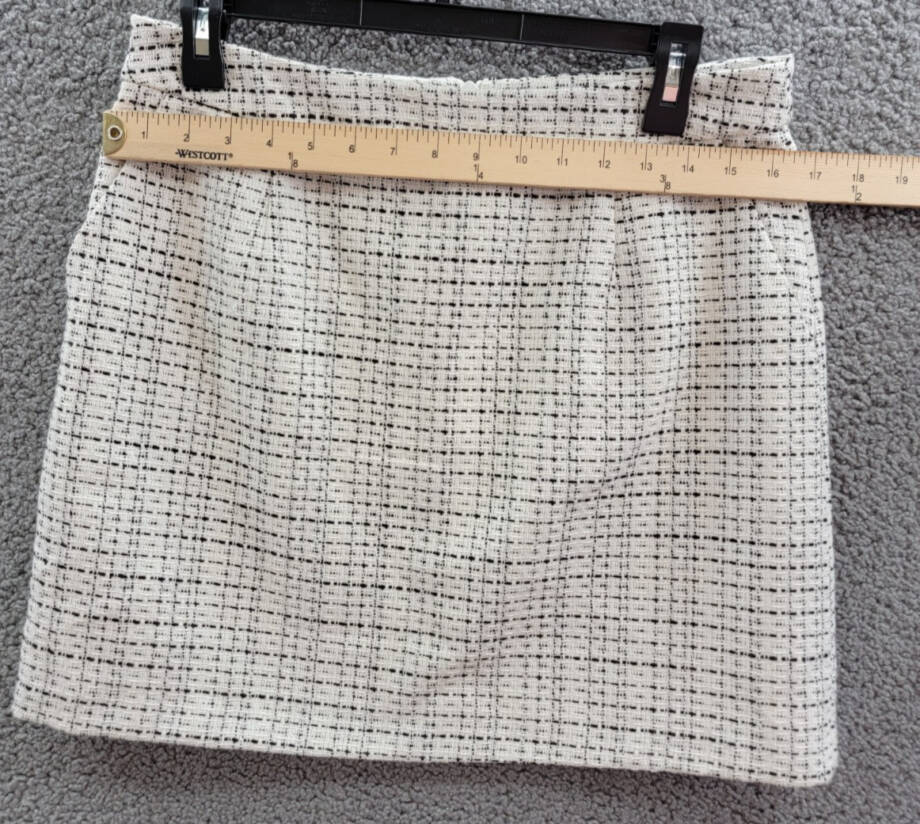 French Connection Effie Bouclé Pocket Skirt Women's 8 Classic Cream/Black Zip~
