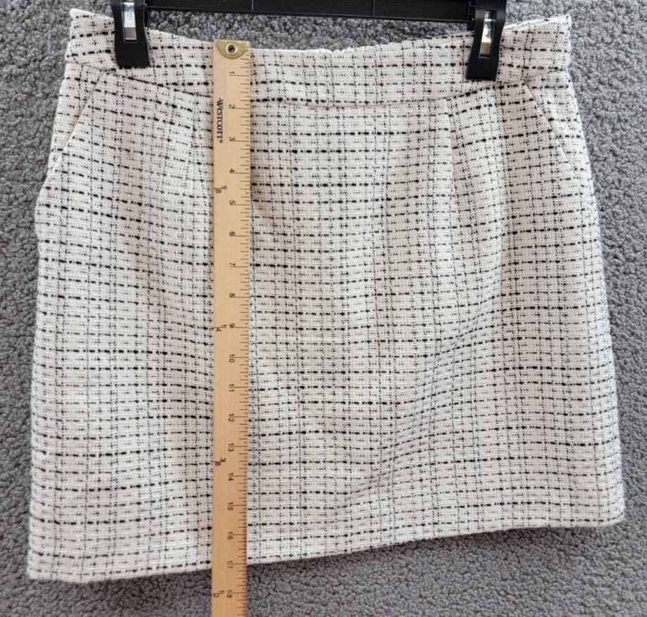 French Connection Effie Bouclé Pocket Skirt Women's 8 Classic Cream/Black Zip~