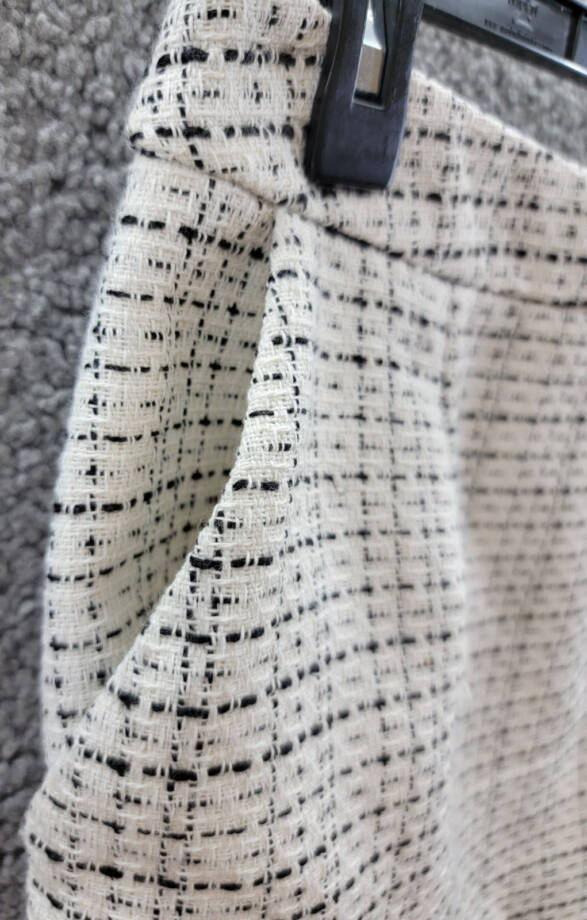 French Connection Effie Bouclé Pocket Skirt Women's 8 Classic Cream/Black Zip~