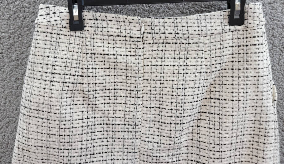 French Connection Effie Bouclé Pocket Skirt Women's 8 Classic Cream/Black Zip~