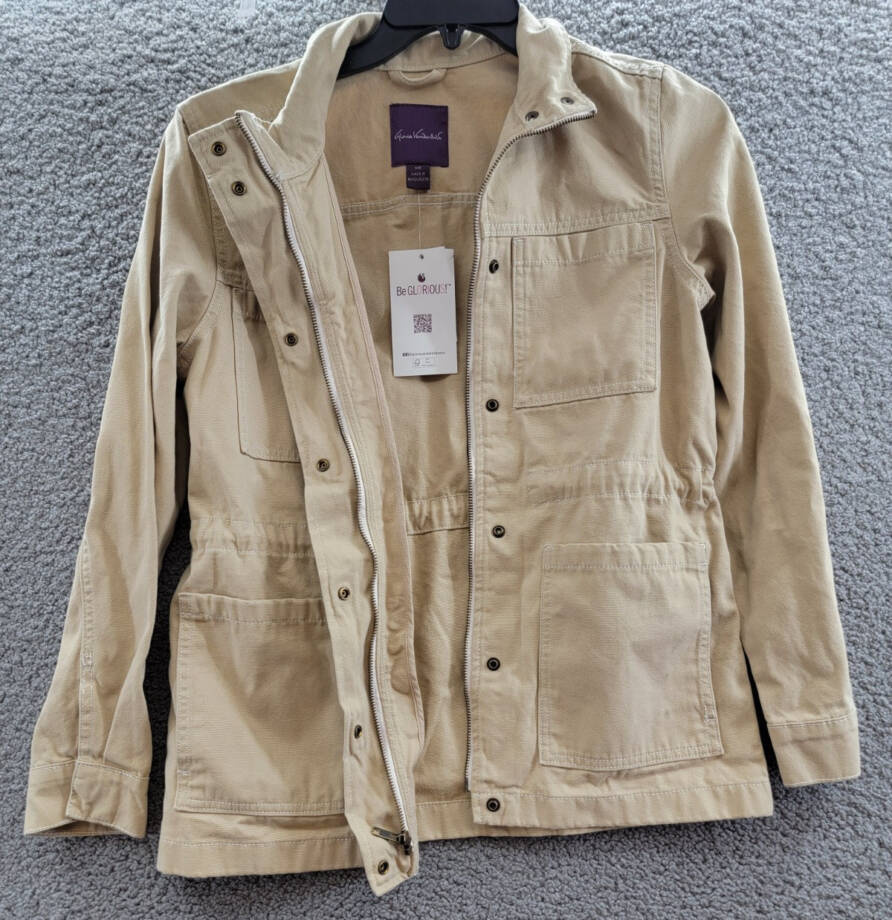 Gloria Vanderbilt Anorak Utility Jacket Women's XS Stonewood Zip Closure L/S~