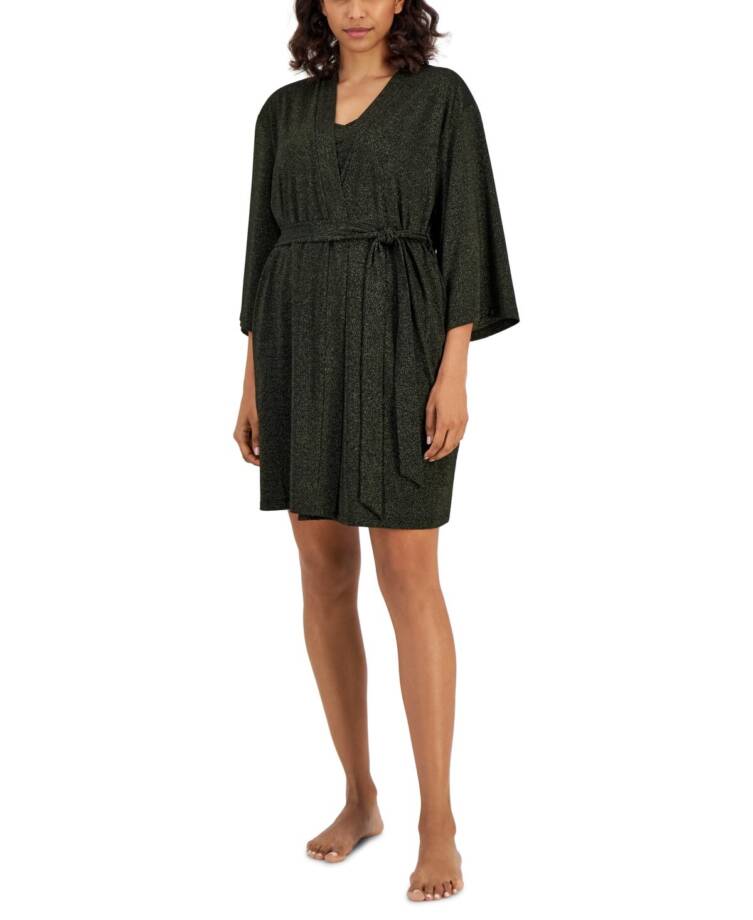I.N.C. International Concepts Sparkle Robe Women's S Black Sparkle Tie Closure