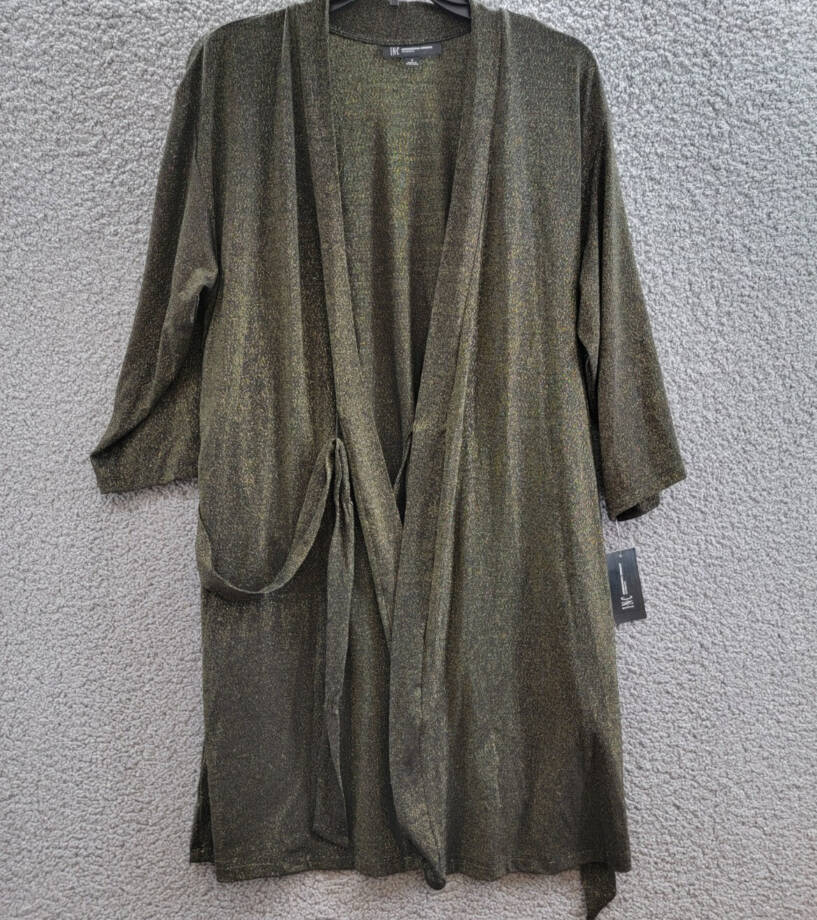 I.N.C. International Concepts Sparkle Robe Women's S Black Sparkle Tie Closure