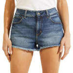 GUESS Frayed Hem Mom Jean Shorts Women's 24 Blue Fog Wash Belt Loops Zip Closure