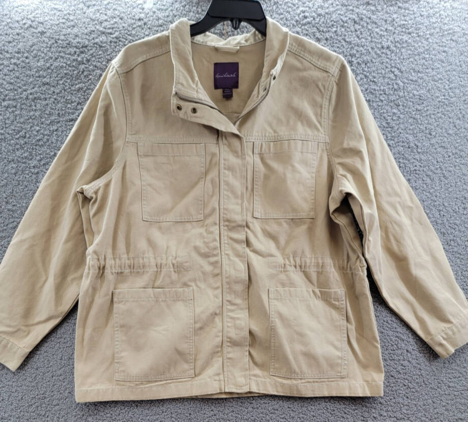 Gloria Vanderbilt Anorak Utility Jacket Women's XXL Stonewood Zip Closure L/S~