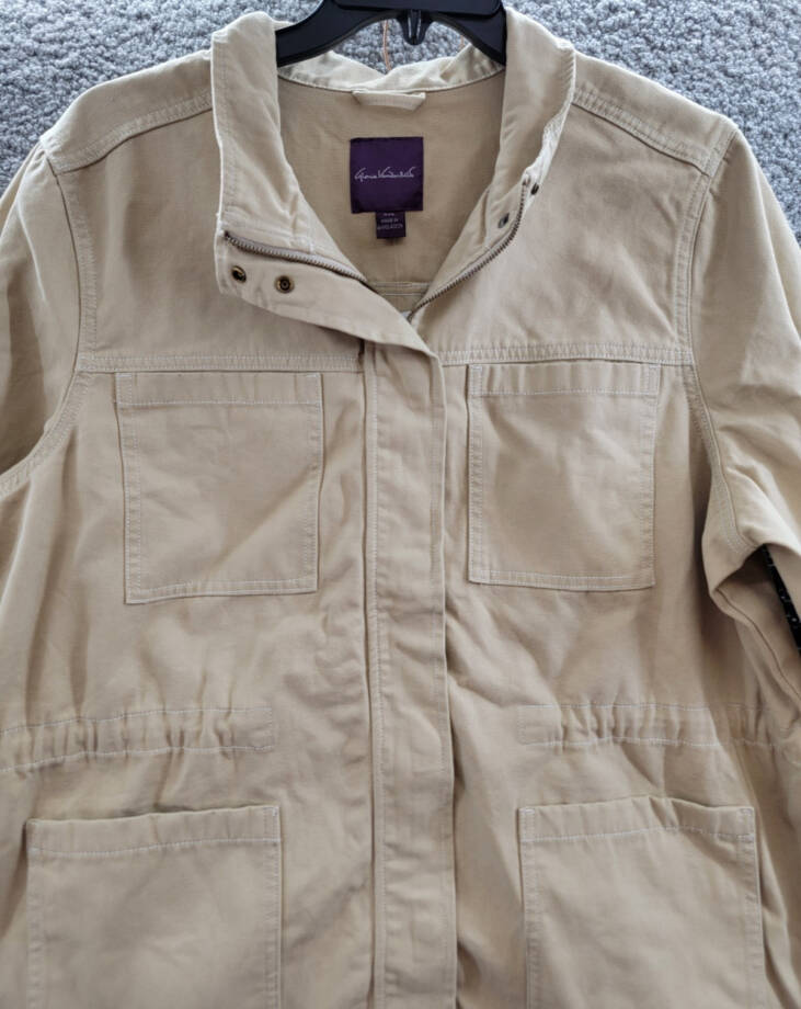 Gloria Vanderbilt Anorak Utility Jacket Women's XXL Stonewood Zip Closure L/S~