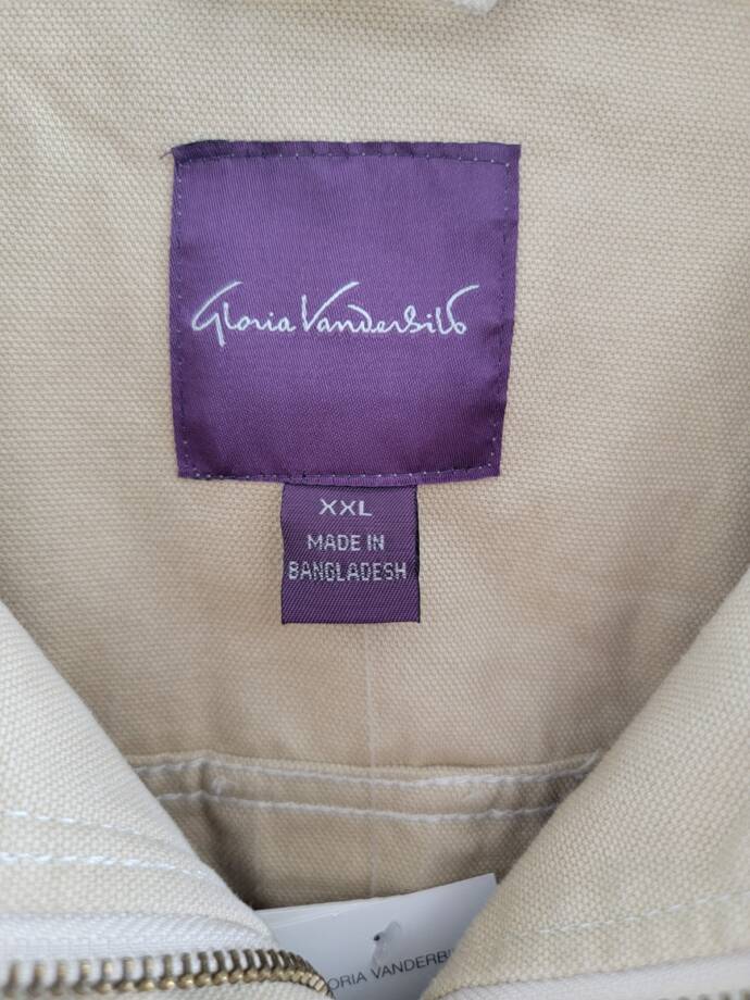 Gloria Vanderbilt Anorak Utility Jacket Women's XXL Stonewood Zip Closure L/S~