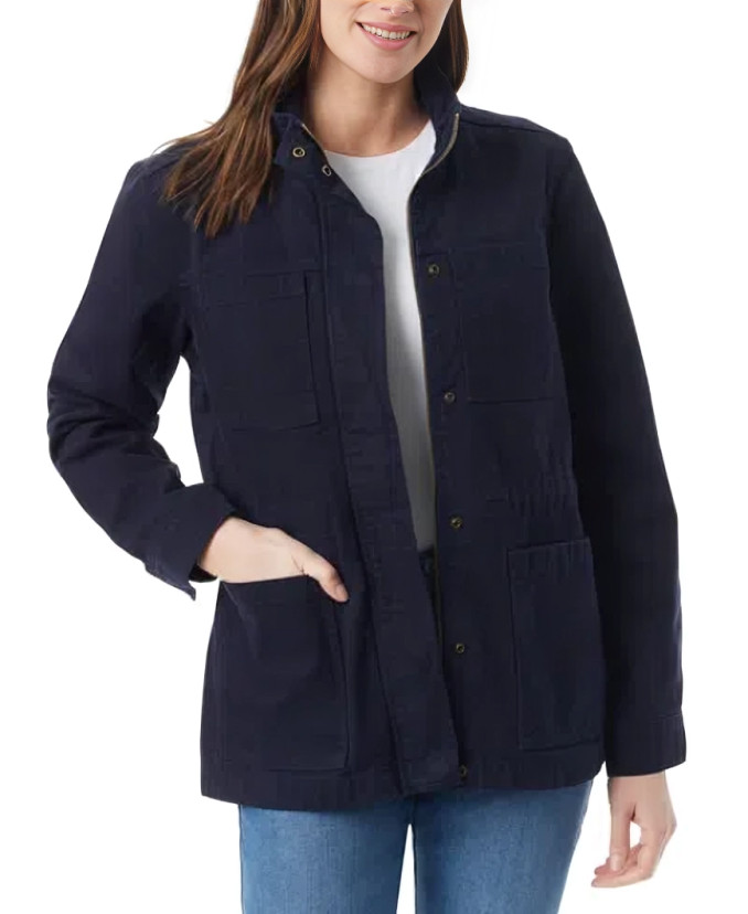 Gloria Vanderbilt Anorak Utility Jacket Women's XS Midnight Affair Navy Button~