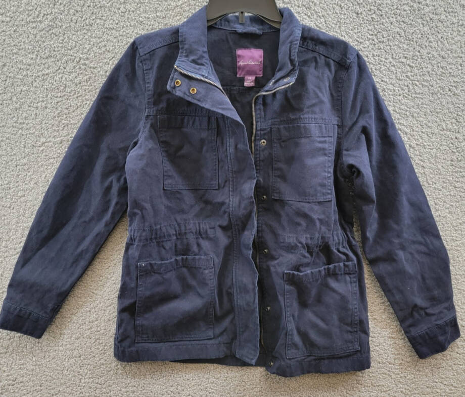 Gloria Vanderbilt Anorak Utility Jacket Women's XS Midnight Affair Navy Button~