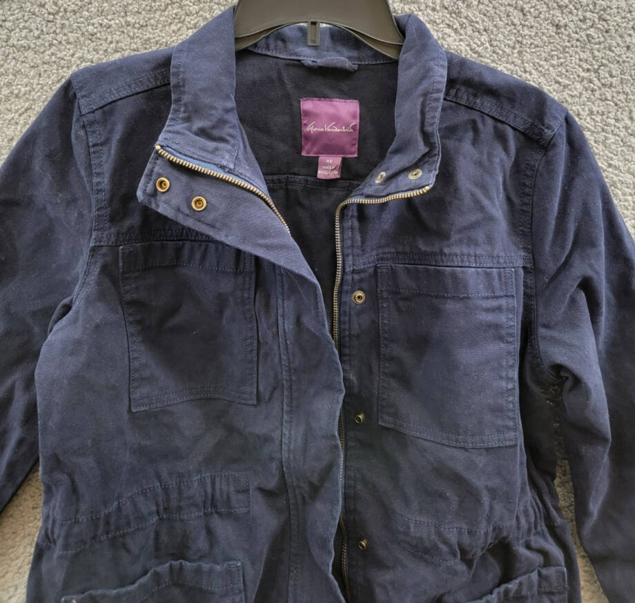 Gloria Vanderbilt Anorak Utility Jacket Women's XS Midnight Affair Navy Button~