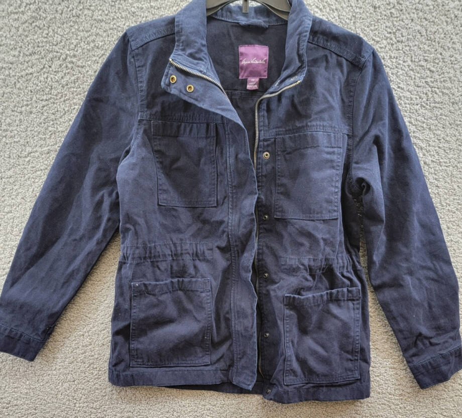 Gloria Vanderbilt Anorak Utility Jacket Women's XS Midnight Affair Navy Button~