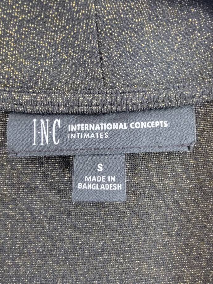 I.N.C. International Concepts Sparkle Robe Women's S Black Sparkle Tie Closure