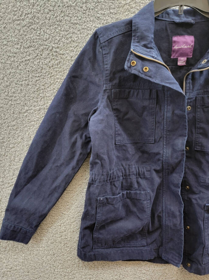 Gloria Vanderbilt Anorak Utility Jacket Women's XS Midnight Affair Navy Button~