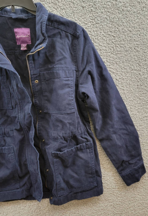 Gloria Vanderbilt Anorak Utility Jacket Women's XS Midnight Affair Navy Button~