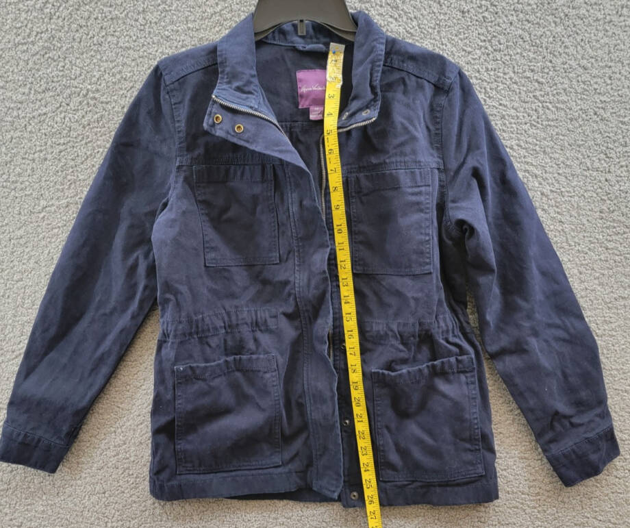 Gloria Vanderbilt Anorak Utility Jacket Women's XS Midnight Affair Navy Button~