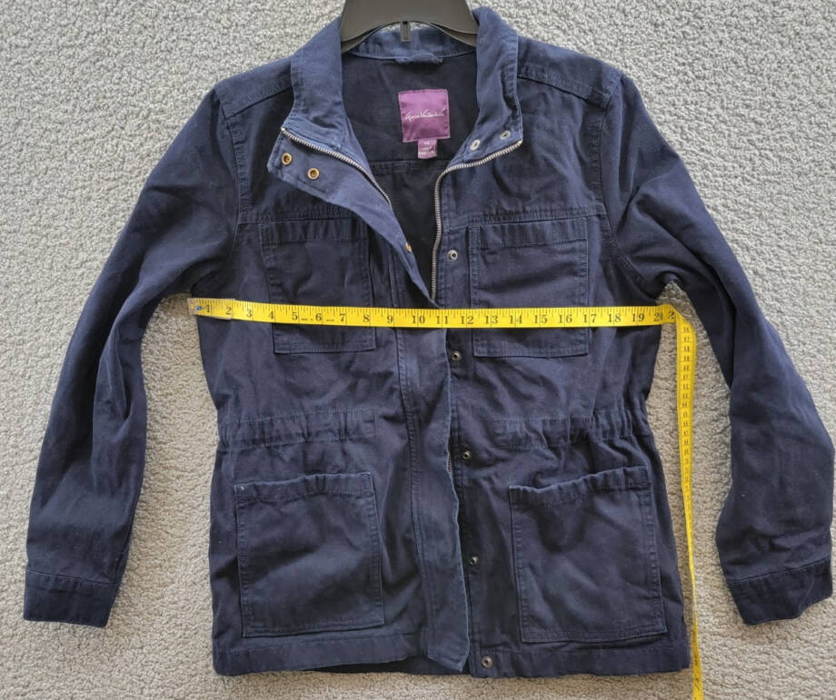 Gloria Vanderbilt Anorak Utility Jacket Women's XS Midnight Affair Navy Button~