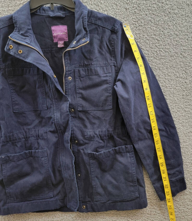 Gloria Vanderbilt Anorak Utility Jacket Women's XS Midnight Affair Navy Button~